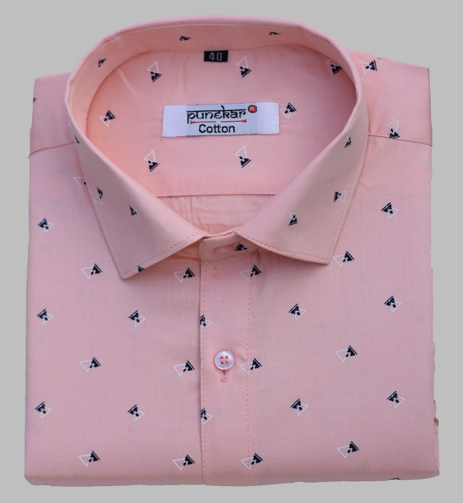 Punekar Cotton Printed Light Pink Color Pure Cotton Handmade Shirt For Men&