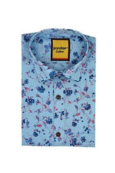 Punekar Cotton Printed Pure Cotton Handmade Formal Shirt for Men's. - Punekar Cotton