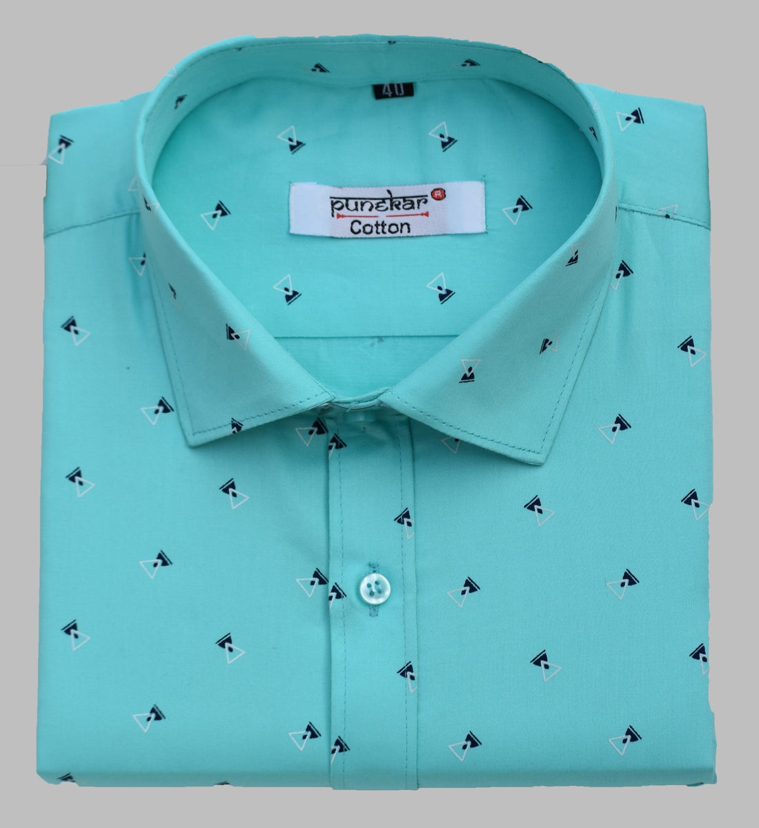 Punekar Cotton Printed Sky Blue Color Pure Cotton Handmade Shirt For Men&