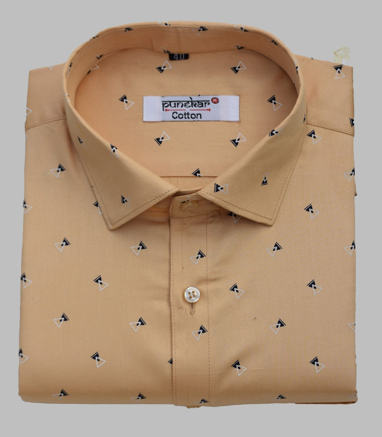 Punekar Cotton Printed Sunrise ( Light Font) Color Pure Cotton Handmade Shirt For Men's. - Punekar Cotton