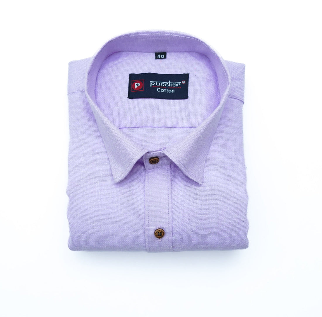 Punekar Cotton Purple Color Cotton Linen Formal Shirt for Men&