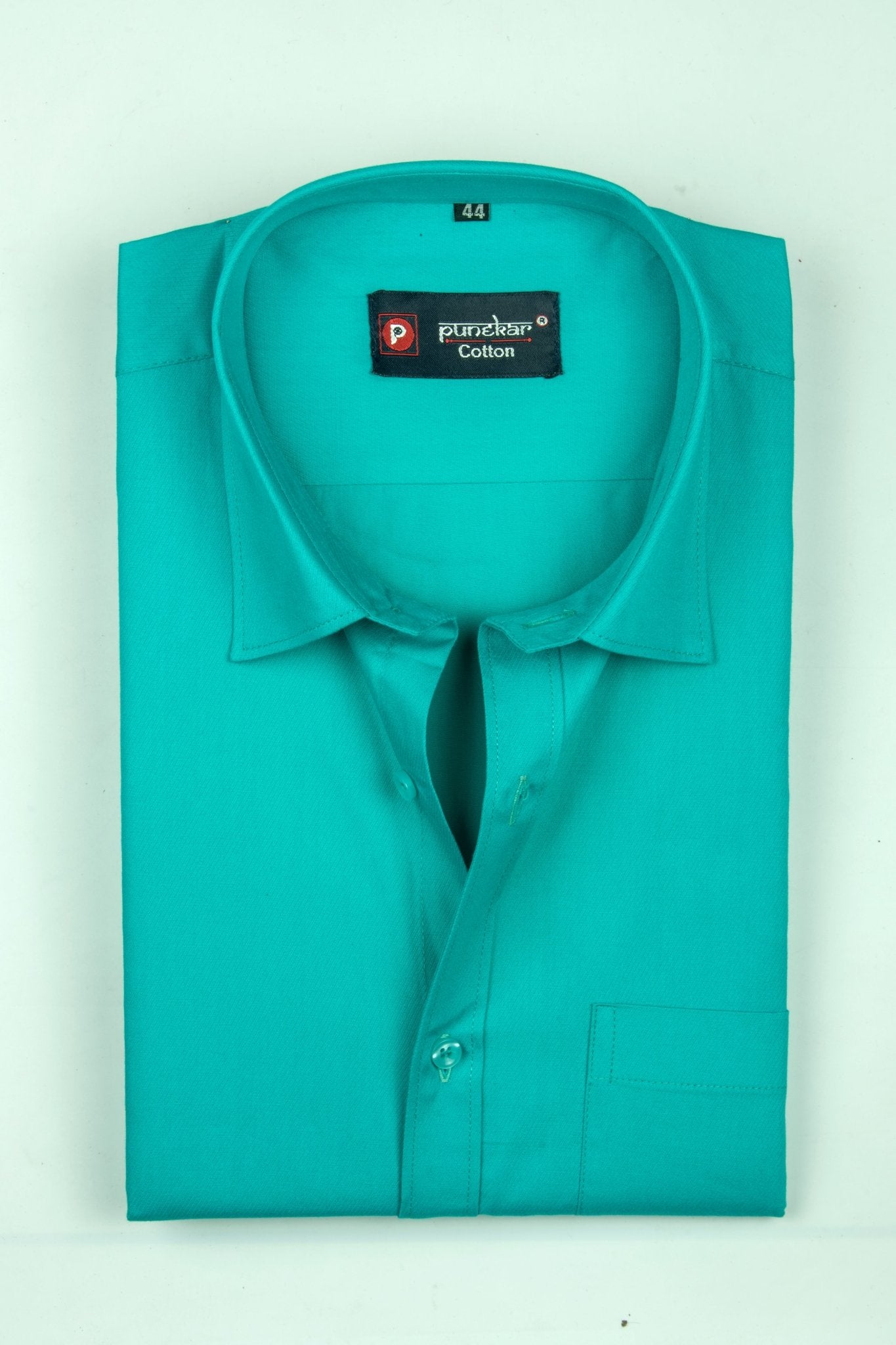 Punekar Cotton Rama Green Color 100% Mercerised Cotton Diagonally Woven Formal Shirt for Men's. - Punekar Cotton
