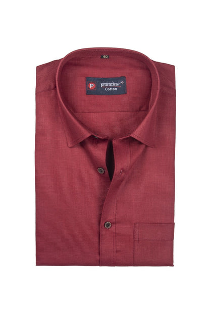 Punekar Cotton Red Color Silky Linen Cotton Shirt for Men&