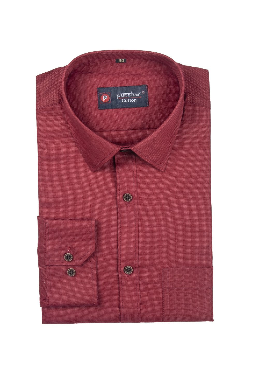 Punekar Cotton Red Color Silky Linen Cotton Shirt for Men&