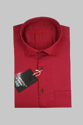 Punekar Cotton Satin Red Color Full Sleeves Formal Shirt for Men's. - Punekar Cotton