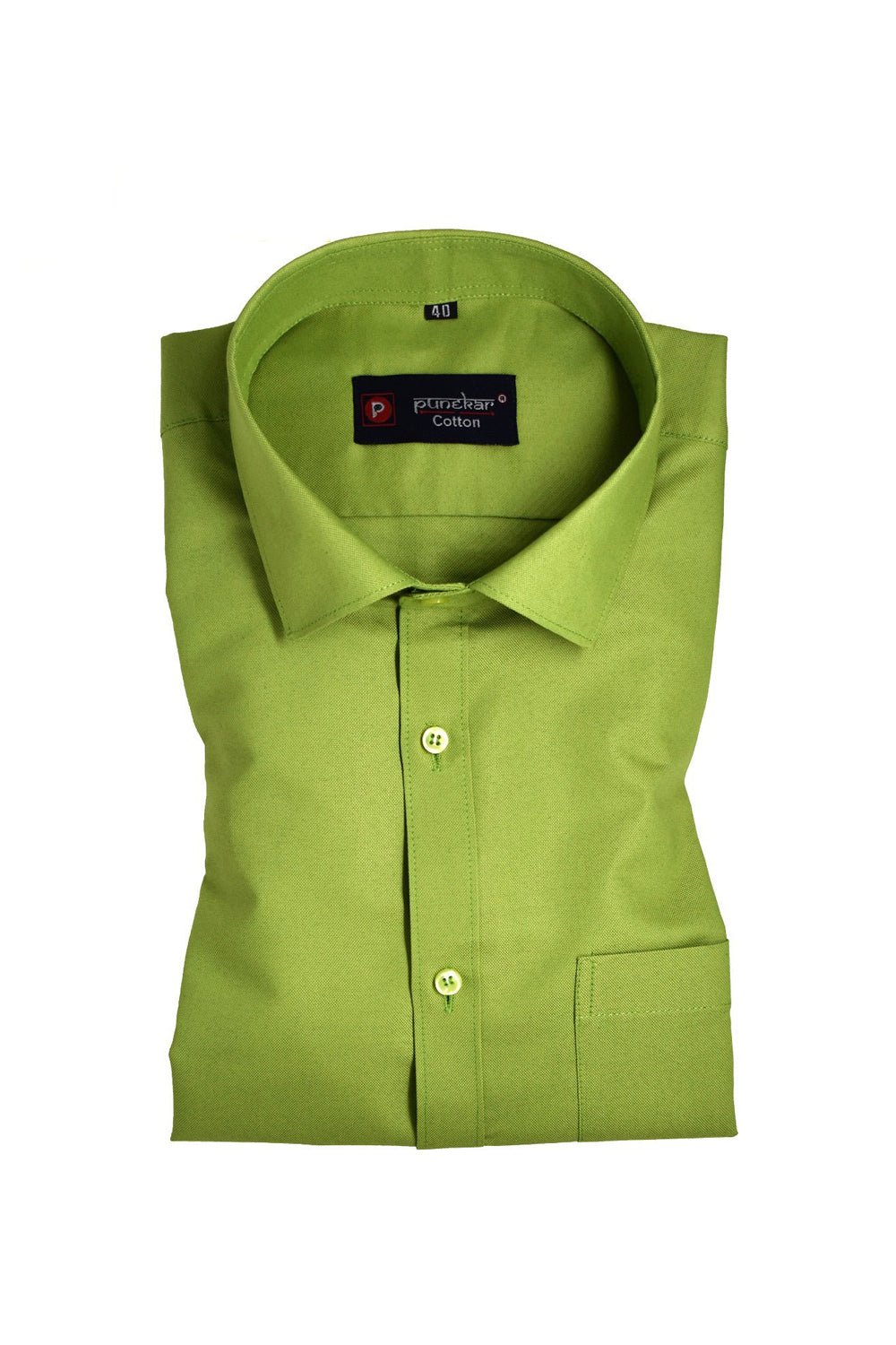 Punekar Cotton Scarab Green Rich Cotton Formal Shirt For Men&