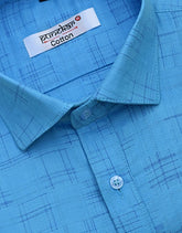 Punekar Cotton Sky Blue Color Pure Cotton Handmade Formal Shirt for Men's. - Punekar Cotton