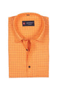 Punekar Cotton Tenn Orange Color Check Criss Cross Woven Cotton Shirt for Men's. - Punekar Cotton