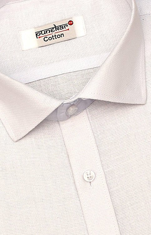 Punekar Cotton White Color Cotton Linen Formal Shirt for Men&