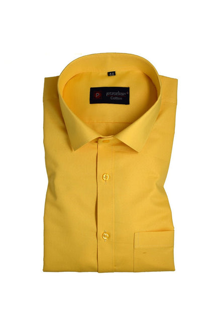 Punekar Cotton yellow Color Rich Cotton Formal Shirt For Men&