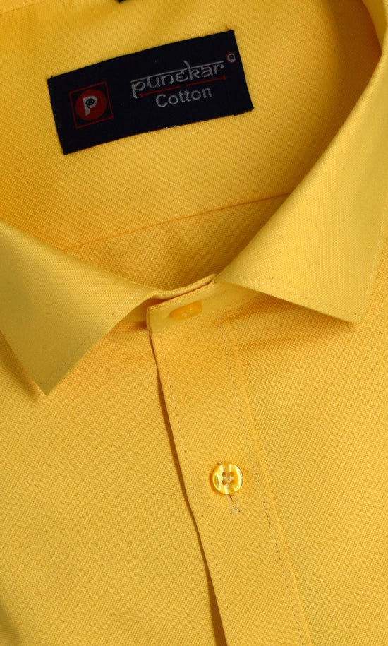 Punekar Cotton yellow Color Rich Cotton Formal Shirt For Men's - Punekar Cotton