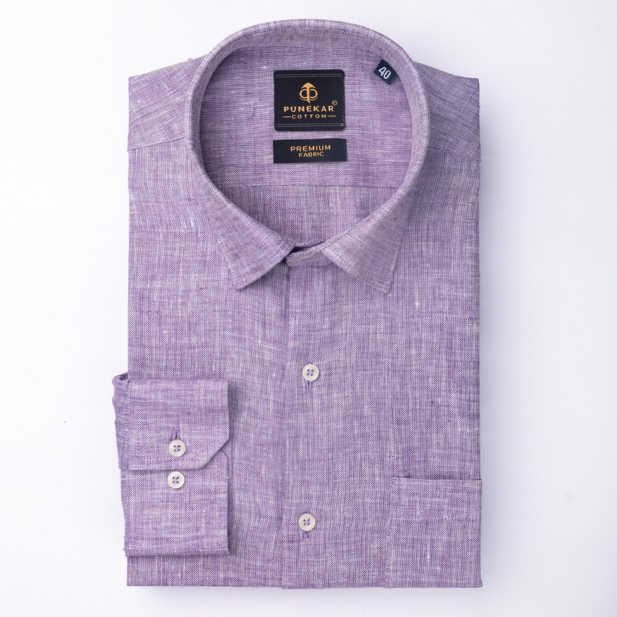 Purple Color Prime Linen Shirt For Men - Punekar Cotton