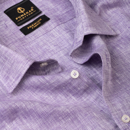 Purple Color Prime Linen Shirt For Men - Punekar Cotton