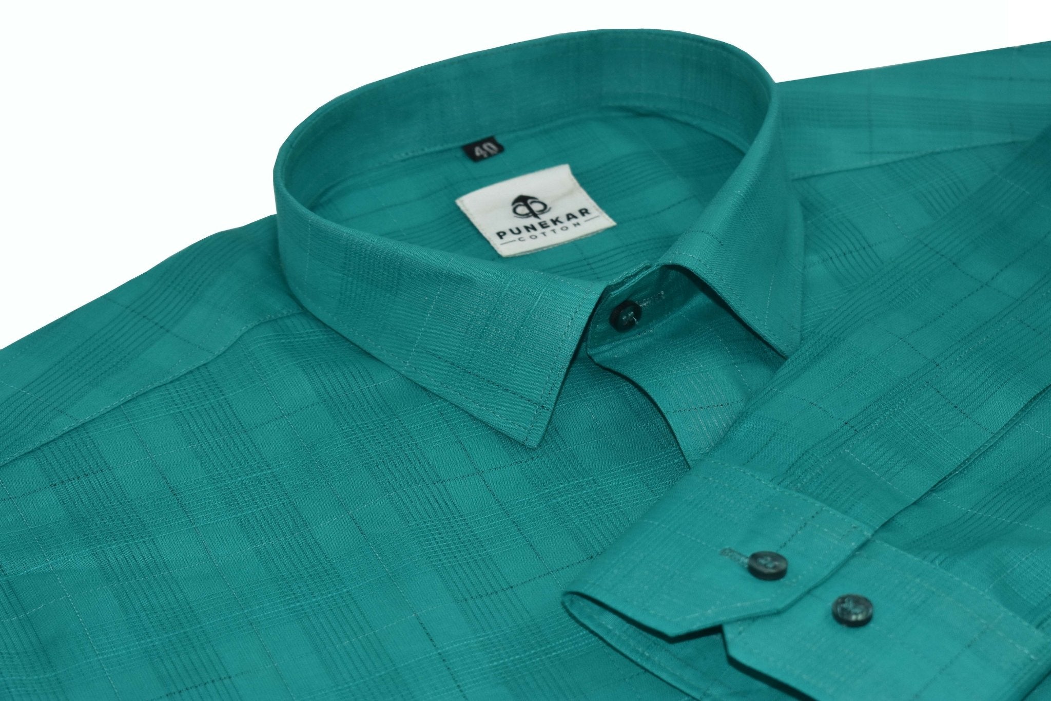 Rama Green Color Pure Cotton Shirts For Men - Punekar Cotton