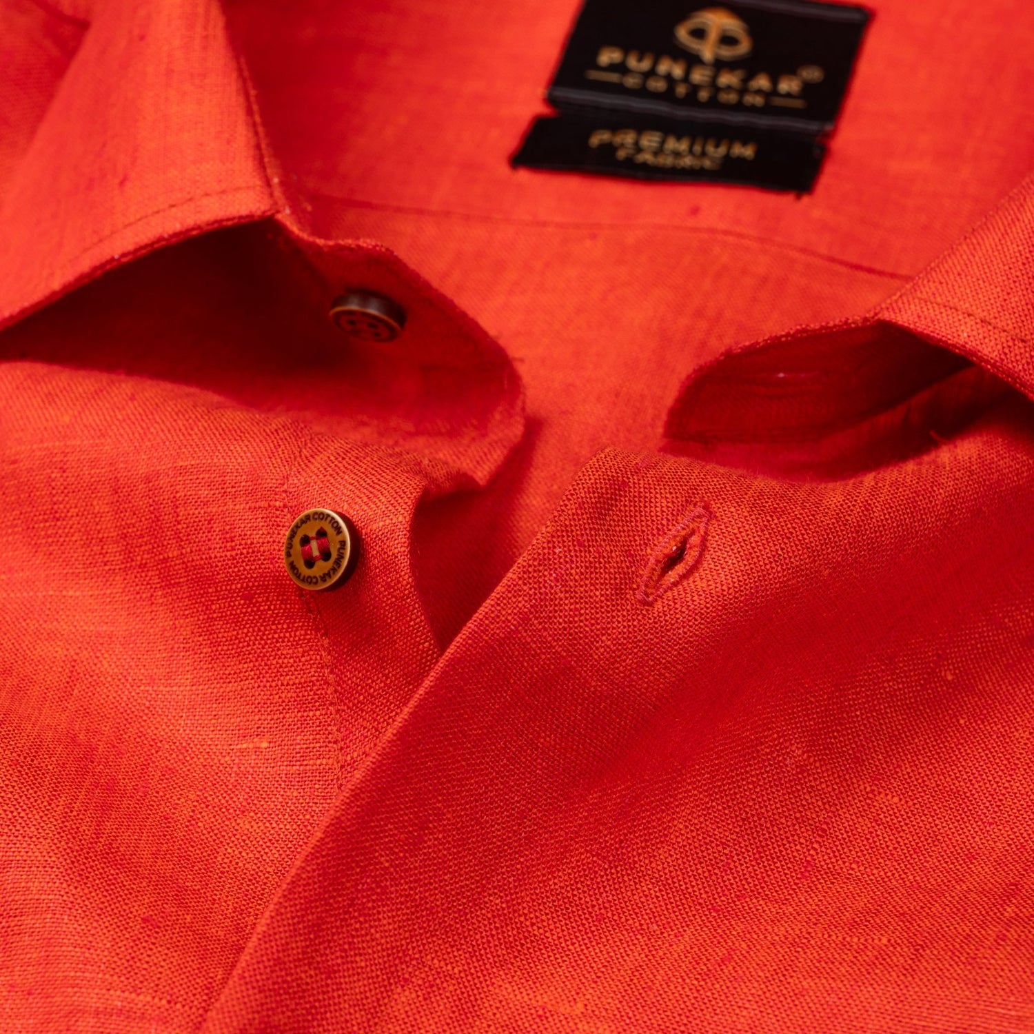 Red Color Prime Linen Shirt For Men - Punekar Cotton