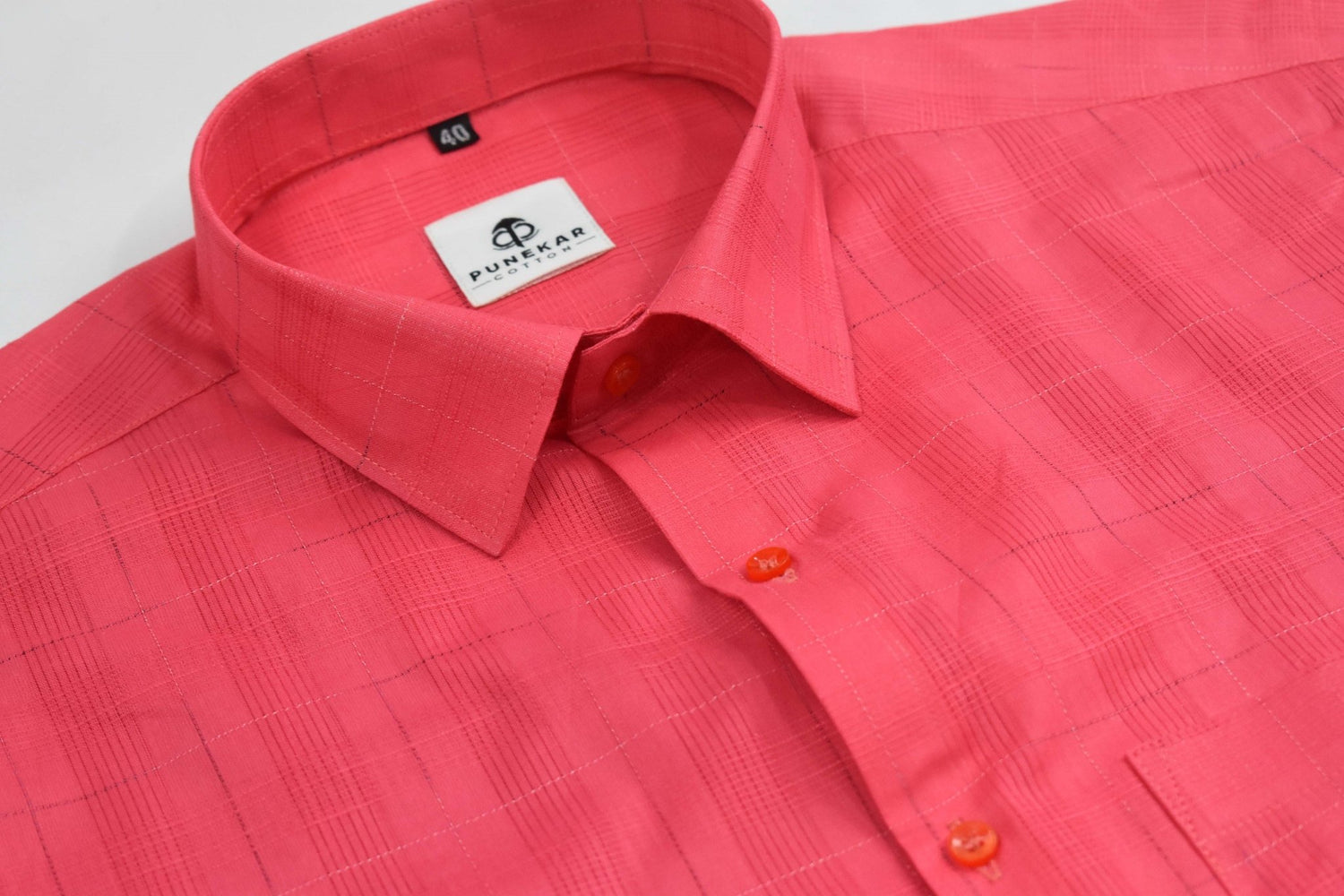 Red Color Pure Cotton Shirts For Men - Punekar Cotton