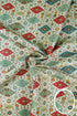 Red Green Color Printed Unstitched Linen Fabric - Punekar Cotton