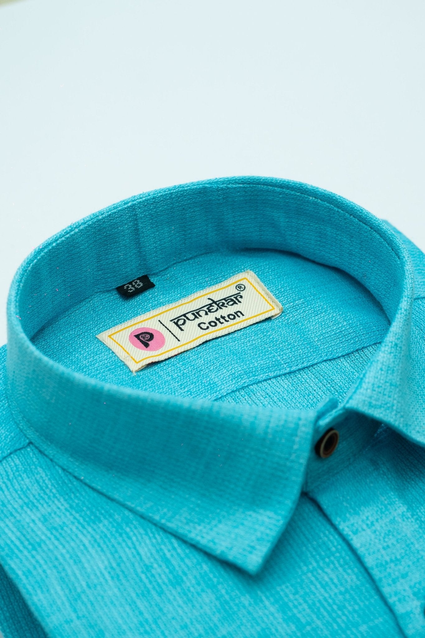 Sky Blue Color Combed Cotton Shirts For Men - Punekar Cotton