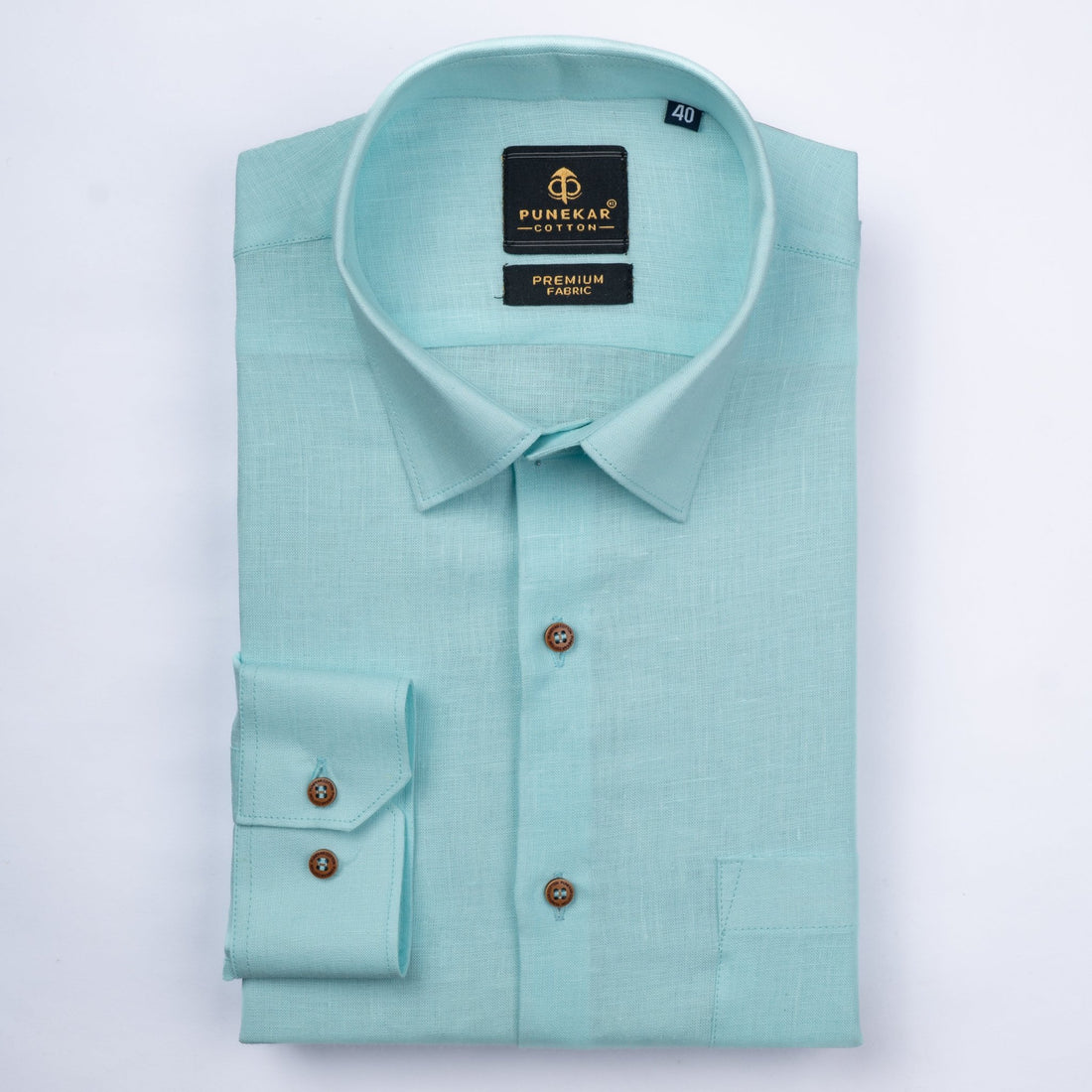 Sky Blue Color Prime Linen Shirt For Men - Punekar Cotton