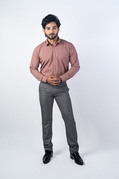 Solid Pink Color Lycra Twill Cotton Shirt For Men - Punekar Cotton