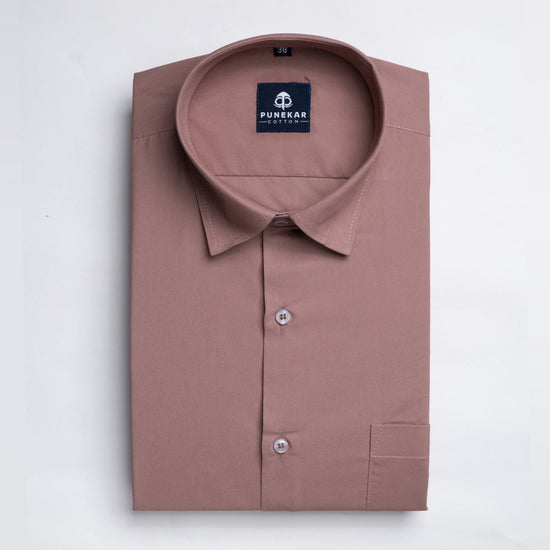 Solid Pink Color Lycra Twill Cotton Shirt For Men - Punekar Cotton