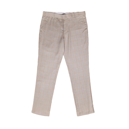 Tan color check blend cotton trousers pant for men - Punekar Cotton