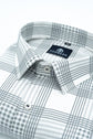 White Color Check Lexus Printed Shirts For Men's - Punekar Cotton