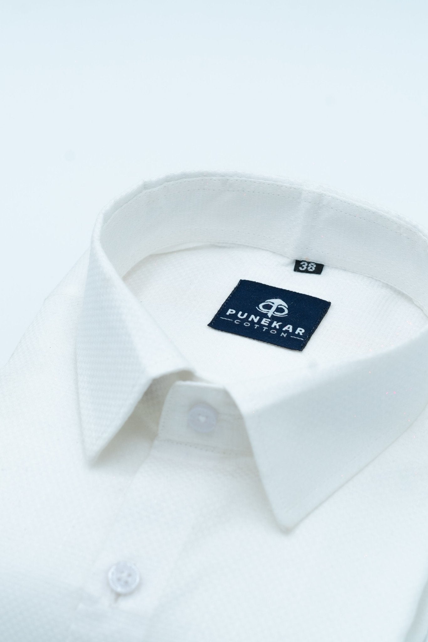 White Color Dobby Cotton Shirt For Men - Punekar Cotton