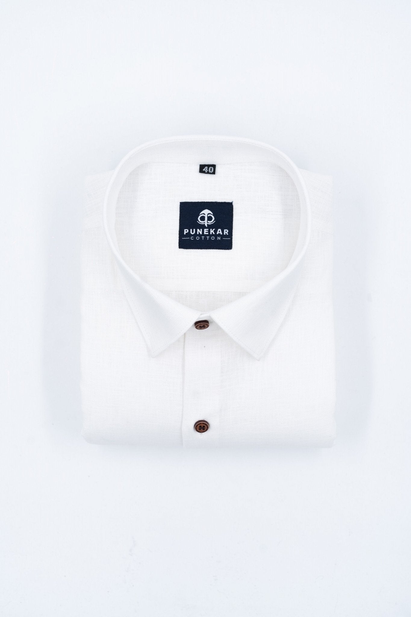 White Color Linen Formal Shirts For Men - Punekar Cotton