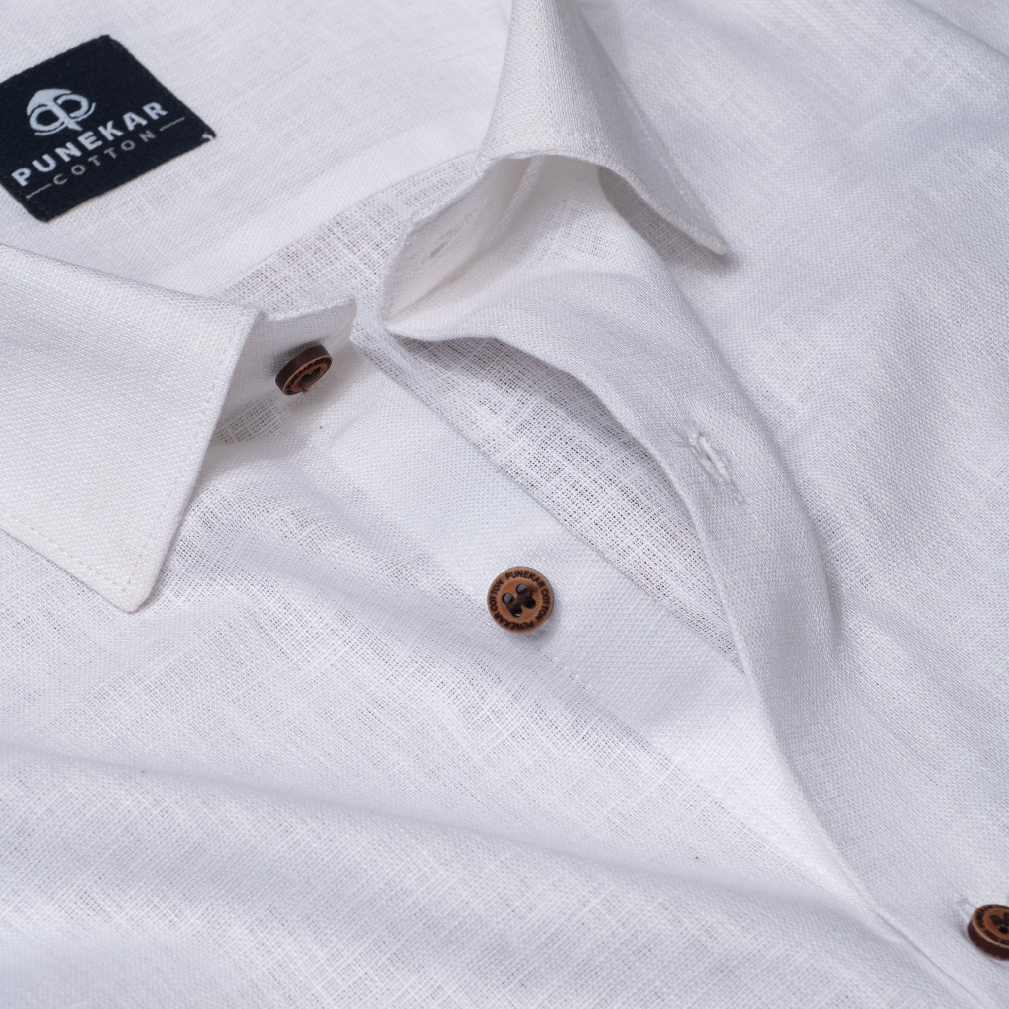 White Color Linen Formal Shirts For Men - Punekar Cotton