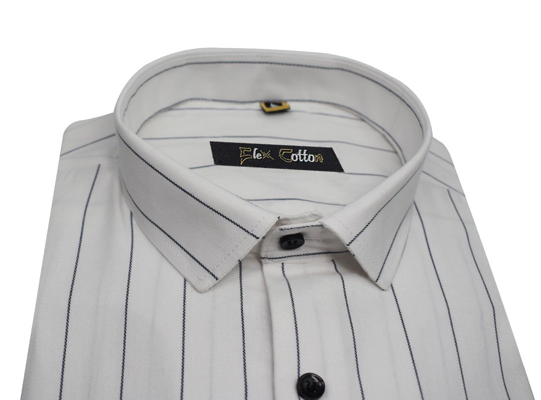 White Color Lining Cotton Shirt For Men - Punekar Cotton