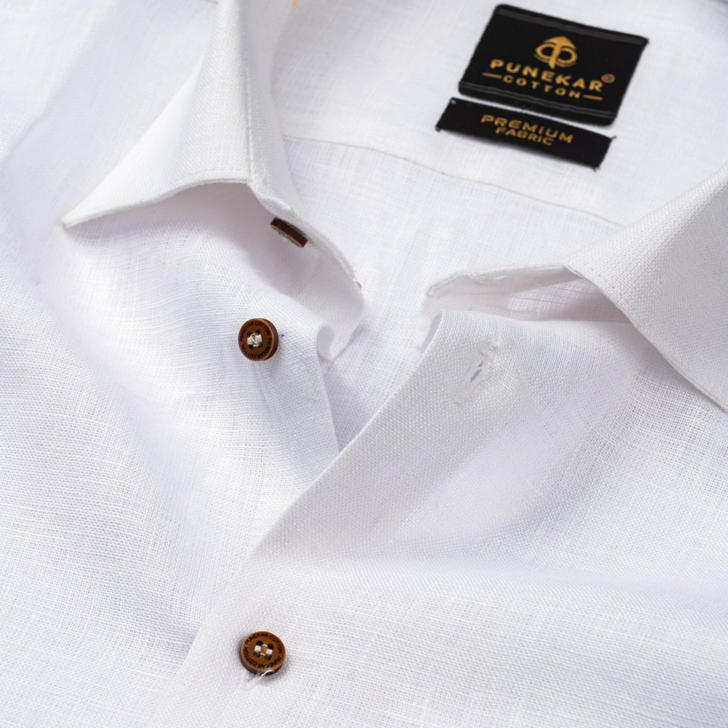 White Color Prime Linen Shirt For Men - Punekar Cotton