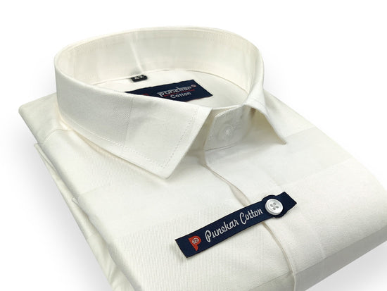 White Color Pure Cotton Wide Stripes Shirt For Men - Punekar Cotton