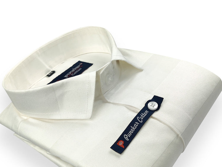 White Color Pure Cotton Wide Stripes Shirt For Men - Punekar Cotton