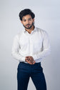 White Color vertical Cotton stripe Shirt For Men - Punekar Cotton