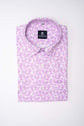 White Pink Color Leaf Printed Shirt For Men - Punekar Cotton