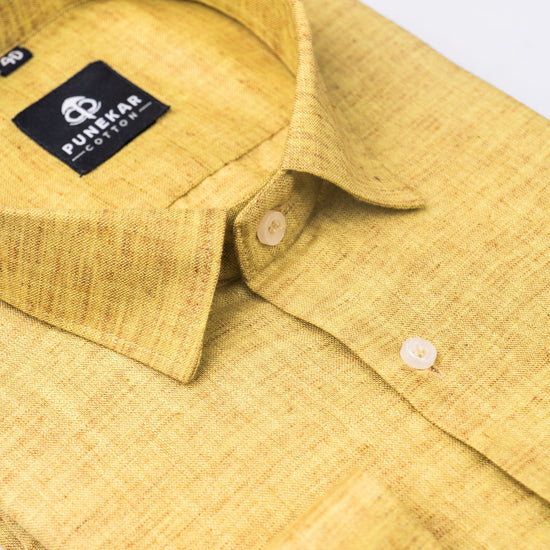 Yellow Color Blend Cotton Shirt For Men - Punekar Cotton