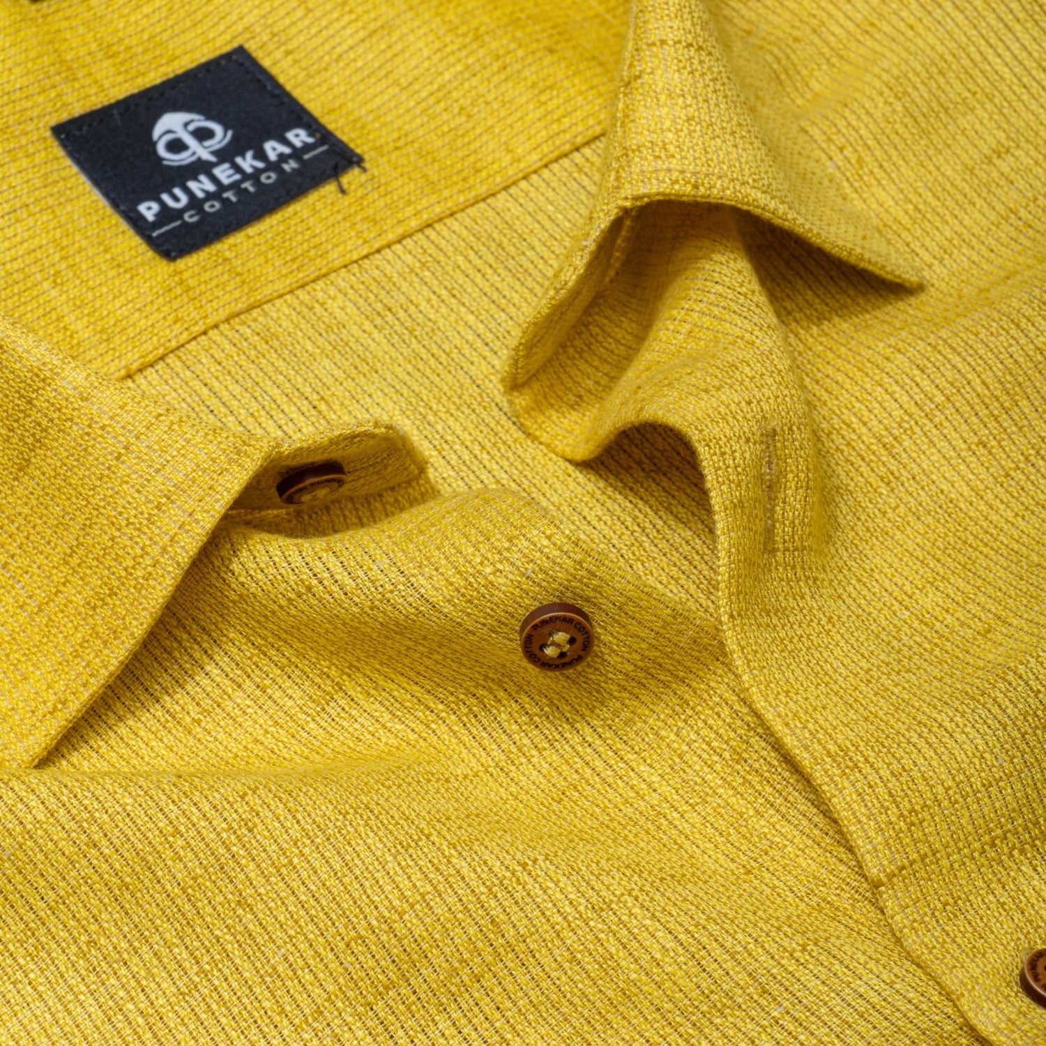 Yellow Color Combed Cotton Shirts For Men - Punekar Cotton