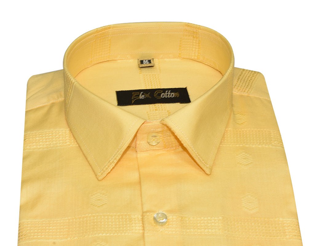 Yellow Color Cotton Embroidery Butta Patta Shirts For Men’s - Punekar Cotton