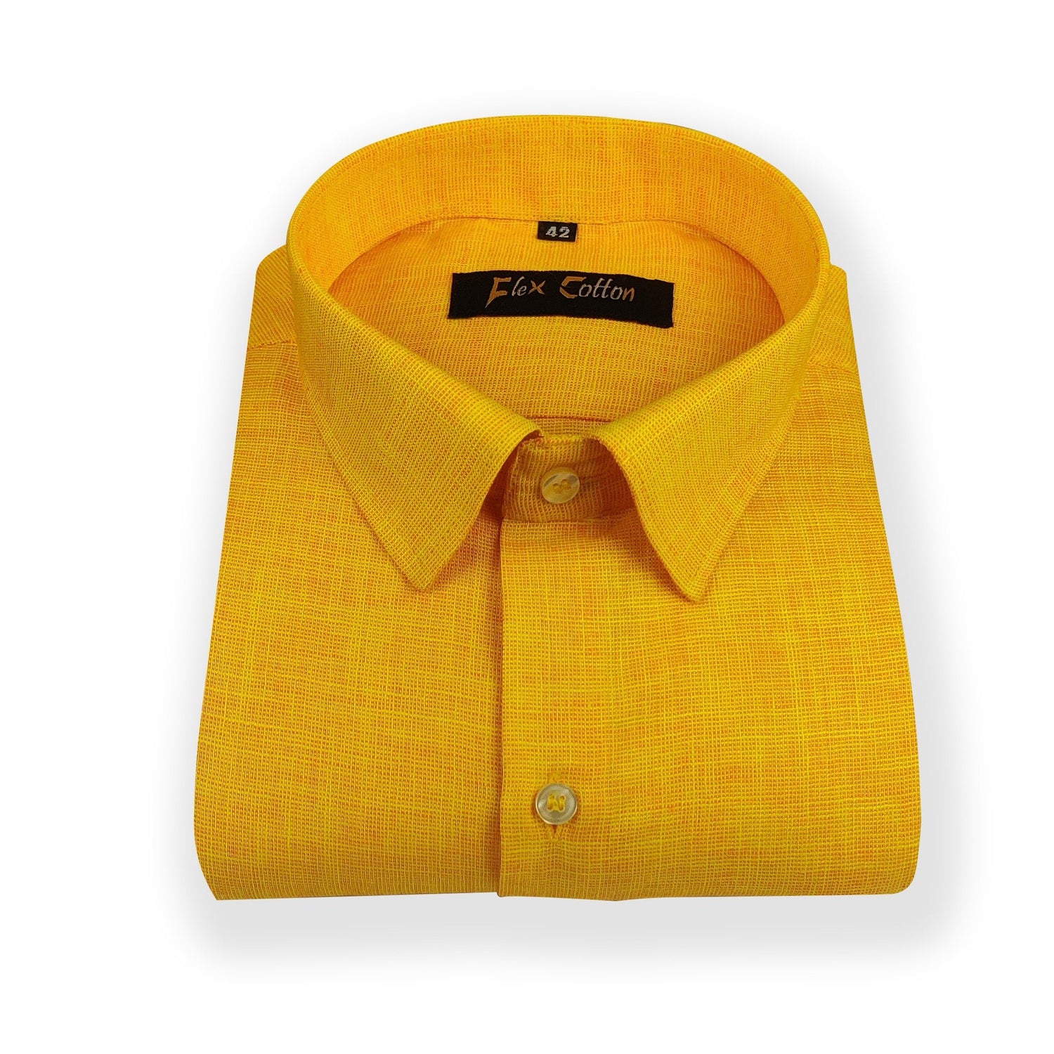 Yellow Color Dual Tone Matty Cotton Shirt For Men&